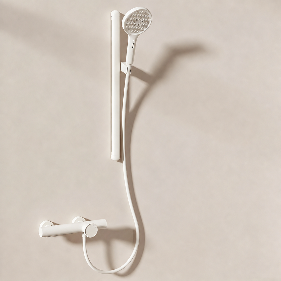CUNGPAK solid brass minimalist shower system in cream white