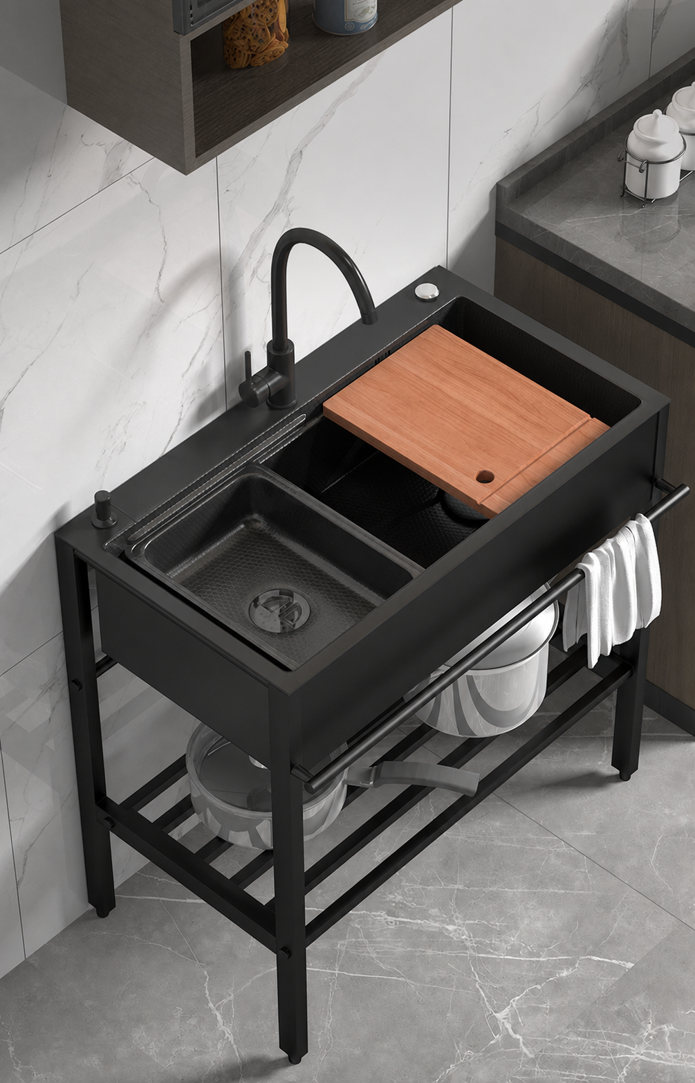 CUNGPAK Freestanding Honeycomb Stainless Steel Workstation Sink