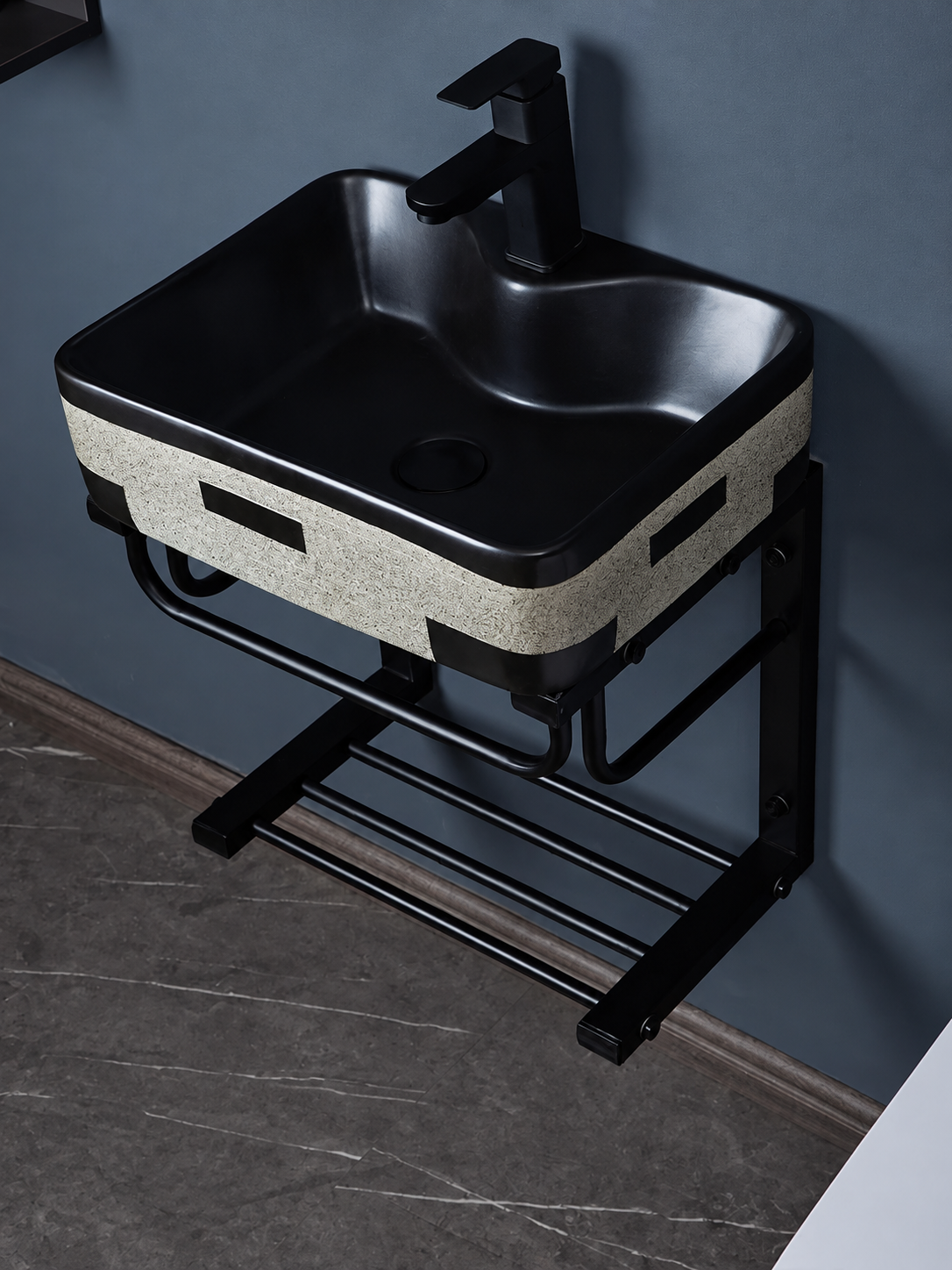 CUNGPAK compact ceramic wash basin with wall-mounted support