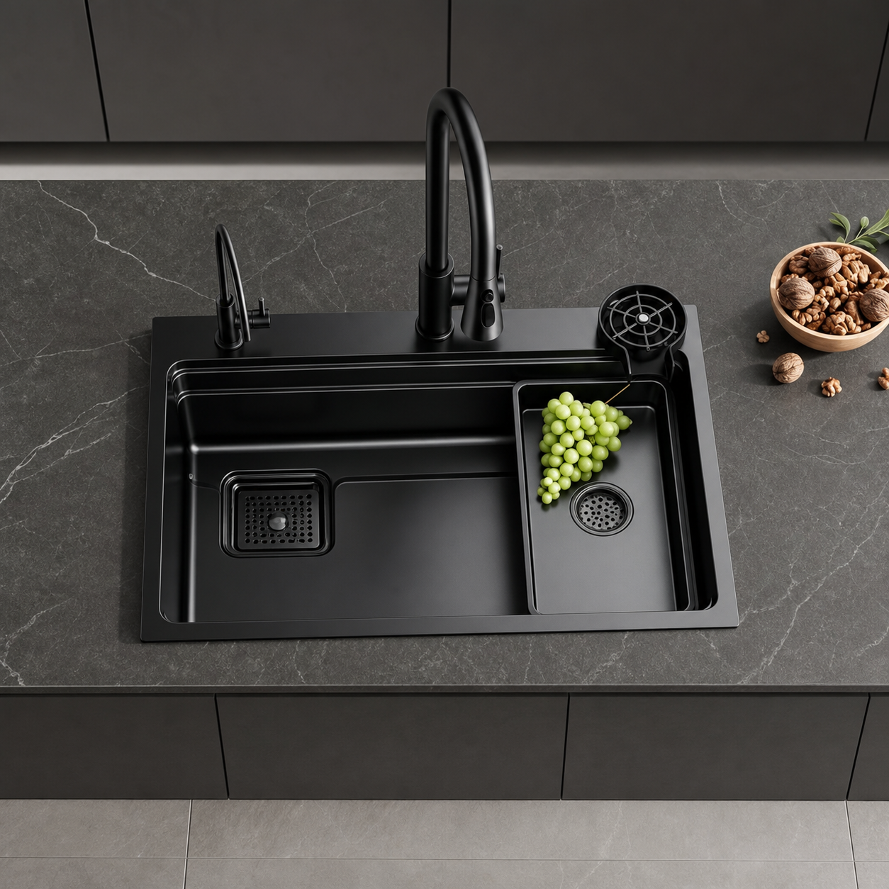 CUNGPAK black nano-textured three-hole workstation kitchen sink