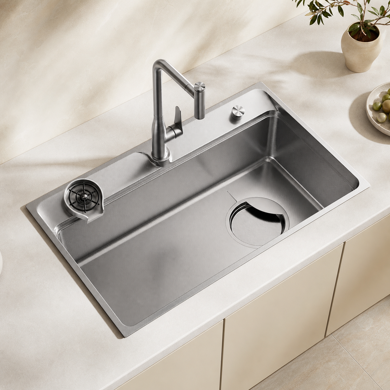 CUNGPAK silver SUS304 sloped single-bowl workstation kitchen sink