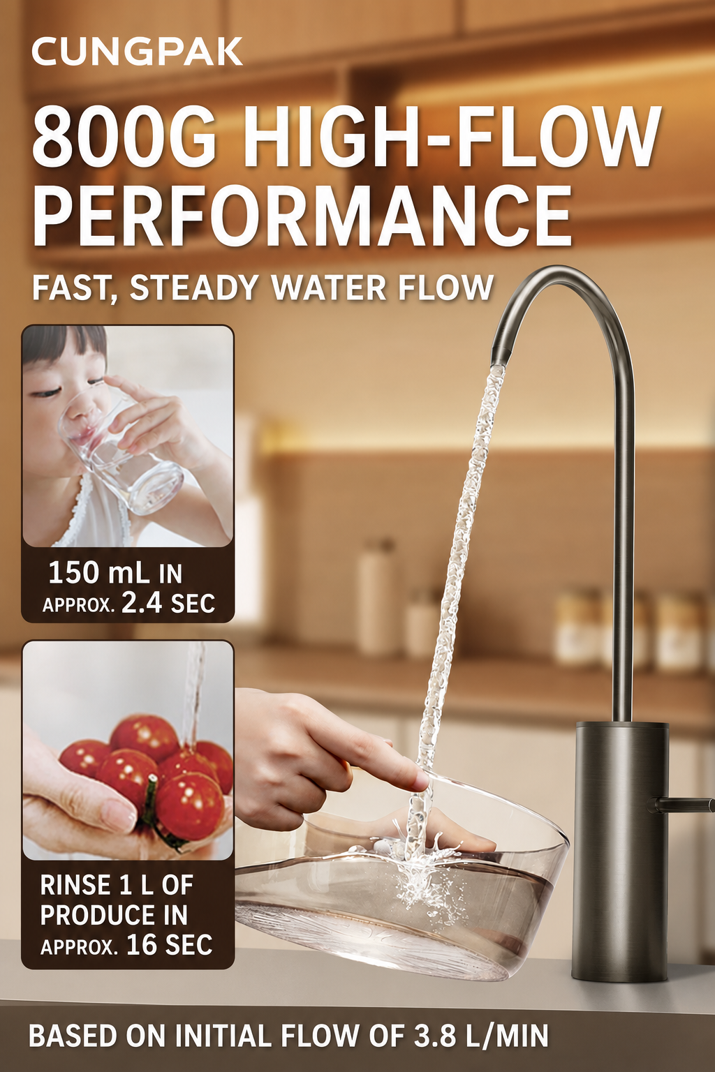 CUNGPAK C100 high-flow drinking water faucet performance
