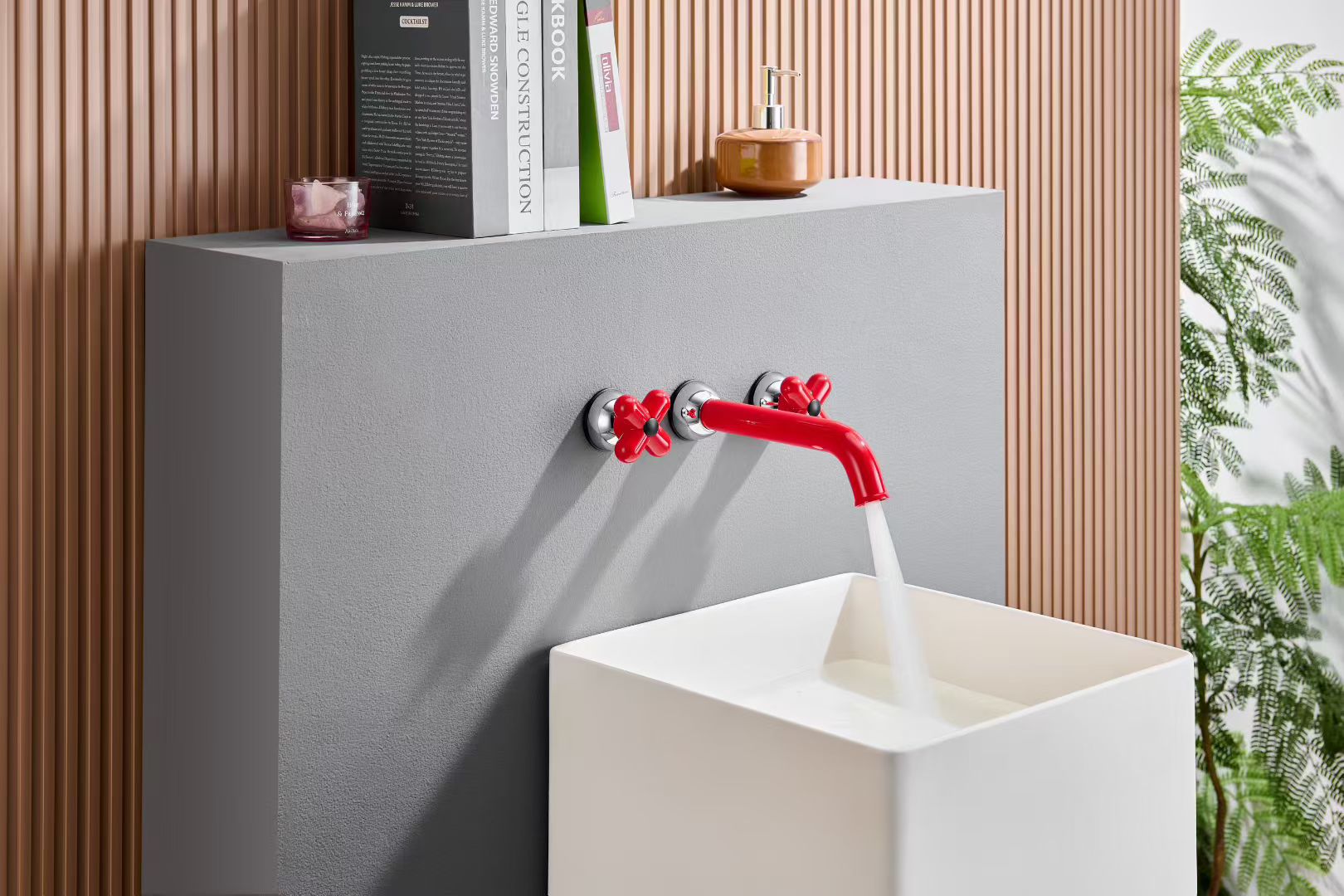 Red wall-mounted CUNGPAK basin faucet